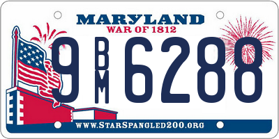 MD license plate 9BM6288