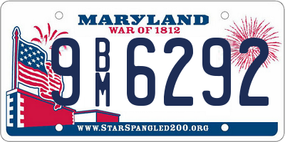 MD license plate 9BM6292