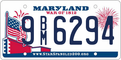 MD license plate 9BM6294