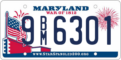 MD license plate 9BM6301