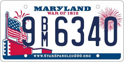 MD license plate 9BM6340