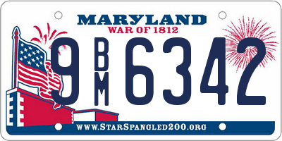 MD license plate 9BM6342