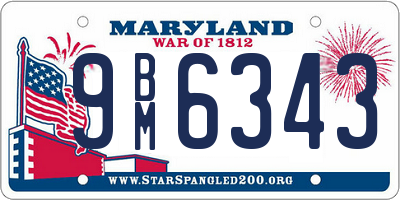 MD license plate 9BM6343