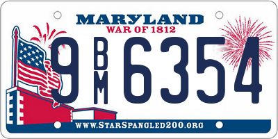 MD license plate 9BM6354