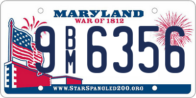 MD license plate 9BM6356