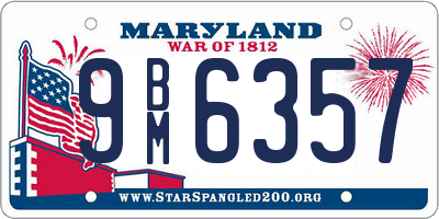 MD license plate 9BM6357