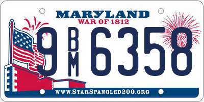 MD license plate 9BM6358