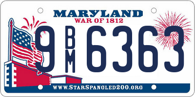 MD license plate 9BM6363
