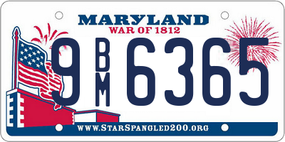 MD license plate 9BM6365