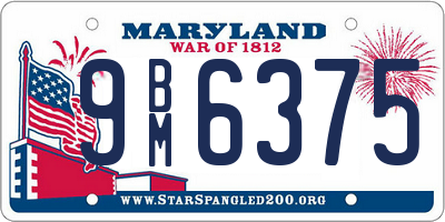 MD license plate 9BM6375