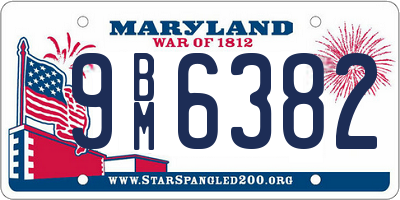 MD license plate 9BM6382