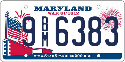 MD license plate 9BM6383