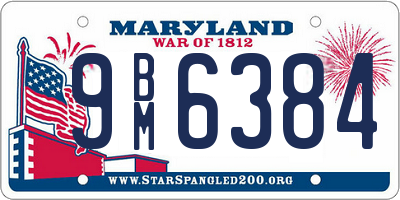 MD license plate 9BM6384