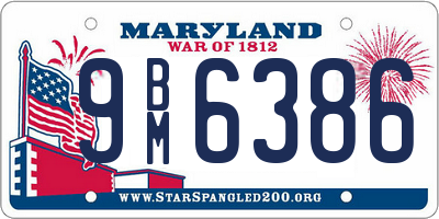 MD license plate 9BM6386