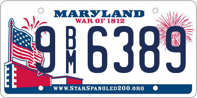 MD license plate 9BM6389