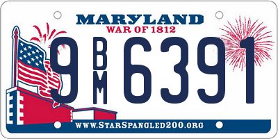 MD license plate 9BM6391