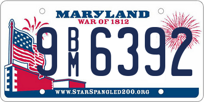 MD license plate 9BM6392