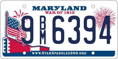 MD license plate 9BM6394
