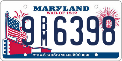 MD license plate 9BM6398