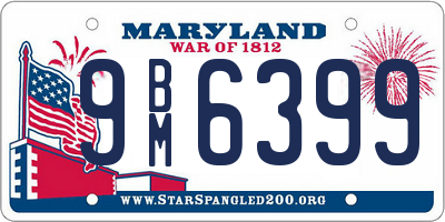 MD license plate 9BM6399