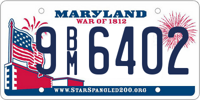 MD license plate 9BM6402