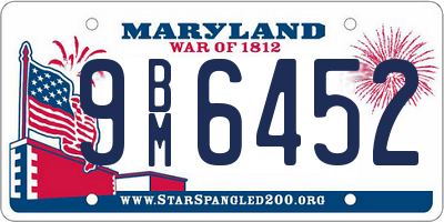 MD license plate 9BM6452