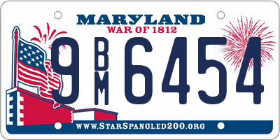 MD license plate 9BM6454