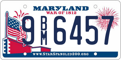 MD license plate 9BM6457