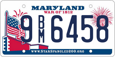 MD license plate 9BM6458