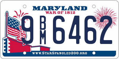 MD license plate 9BM6462