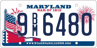 MD license plate 9BM6480