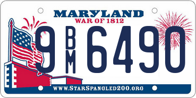 MD license plate 9BM6490