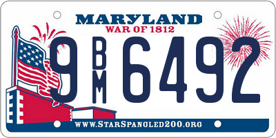MD license plate 9BM6492