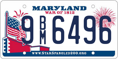 MD license plate 9BM6496