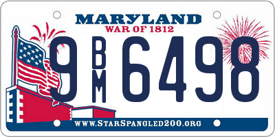MD license plate 9BM6498
