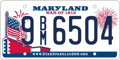 MD license plate 9BM6504