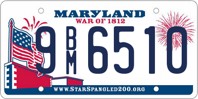 MD license plate 9BM6510