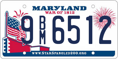 MD license plate 9BM6512