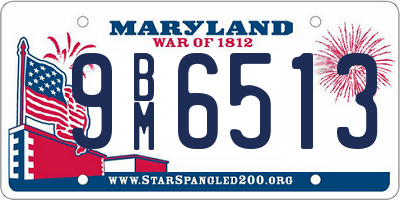 MD license plate 9BM6513