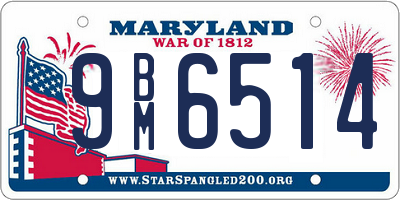 MD license plate 9BM6514