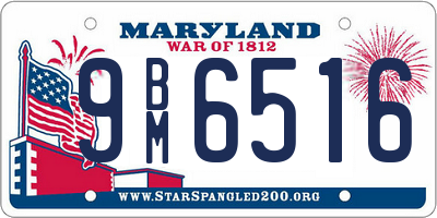 MD license plate 9BM6516