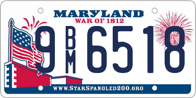 MD license plate 9BM6518