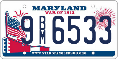 MD license plate 9BM6533