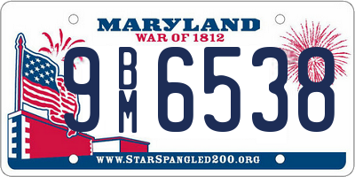 MD license plate 9BM6538