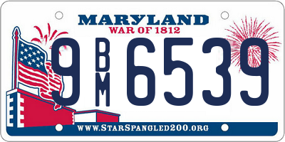 MD license plate 9BM6539