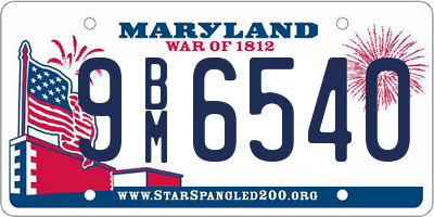 MD license plate 9BM6540