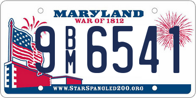 MD license plate 9BM6541