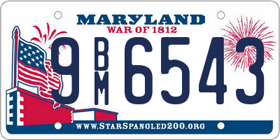 MD license plate 9BM6543