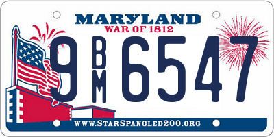 MD license plate 9BM6547