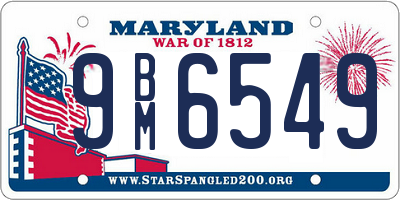 MD license plate 9BM6549